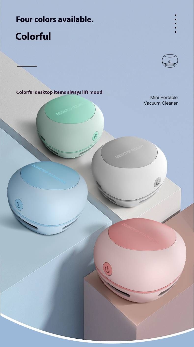 Cute Desktop Vacuum Cleaner - USB Rechargeable, 10KPA Strong Suction, Handheld Dust Buster For Keyboard, Crumbs & Pet Hair (Portable & Lightweight)_voghion.com