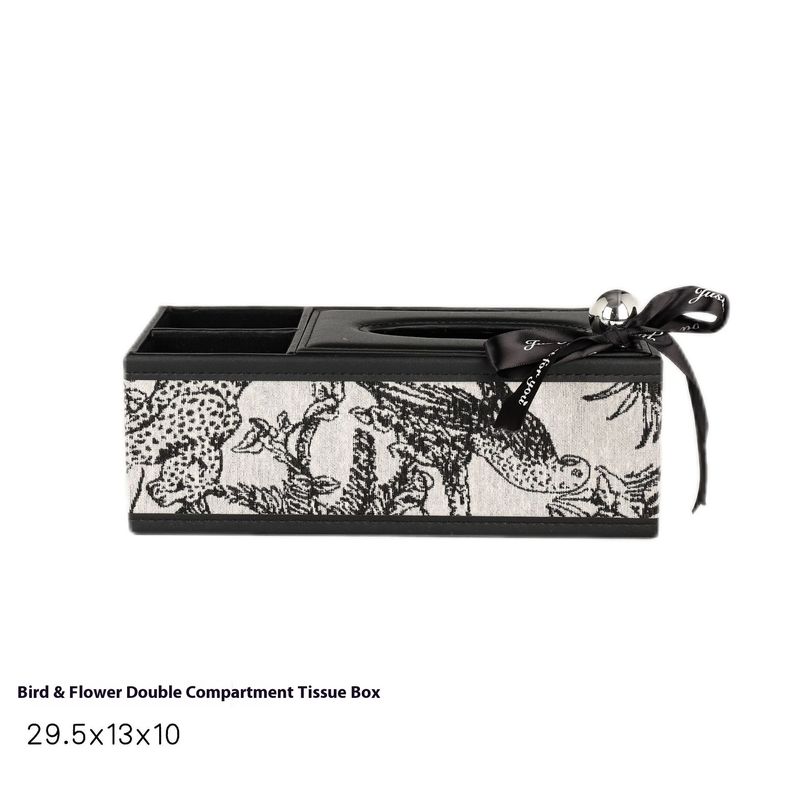 Portafazzoletti di lusso in pelle floreale - Organizer multifunzionale per auto e soggiorno con spazio laterale (motivo di tessuto casuale)_voghion.com