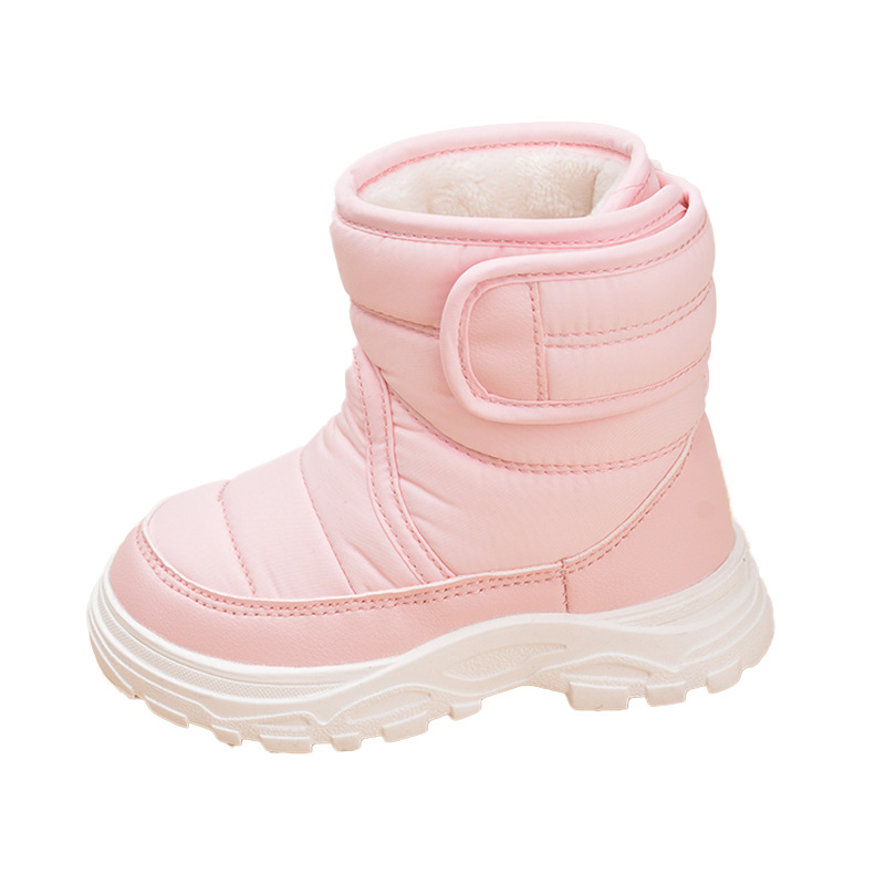 Mother & Kids Snow Boots With Fleece Lining, Anti-Slip Rubber Sole, Water-Resistant Upper, Hook & Loop Closure - Unisex Toddler & Children Boots_voghion.com