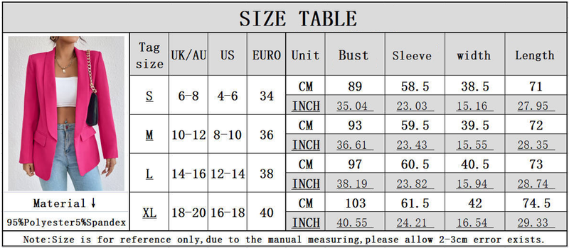 Commuter culoare solidă rever cu mânecă lungă jachetă de costum mic Blazere damă_voghion.com