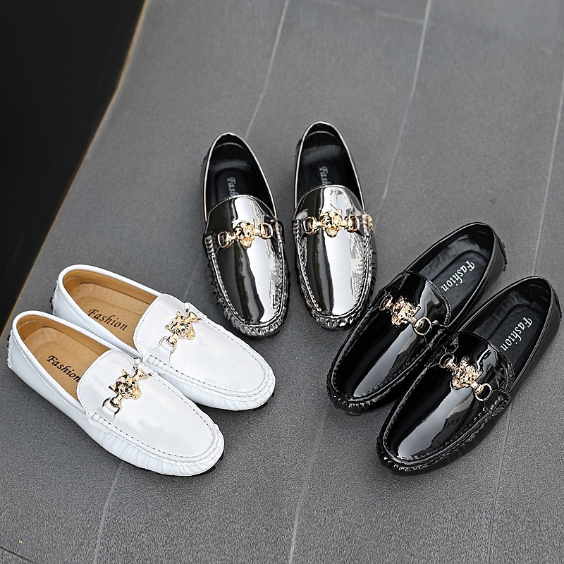Fagiolo dal viso luminoso taglie forti 38-48 parrucchiere casual in pelle moda giovanile che guida scarpe da uomo pigre_voghion.com