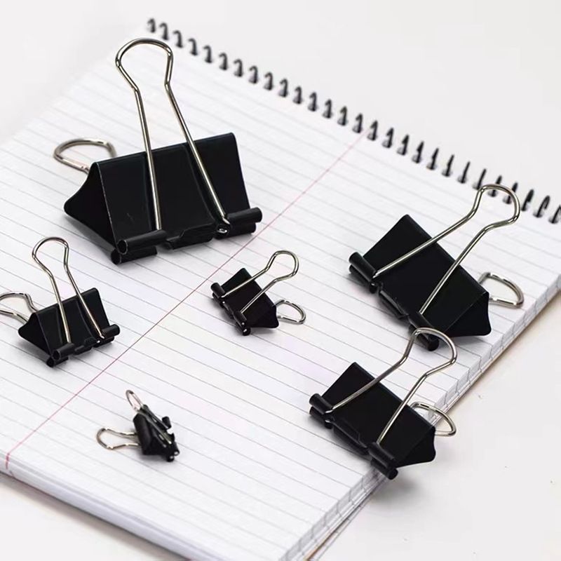 Factory direct sale Black long tail clip metal bill clip multi-specification black dovetail clip office binding clip stationery_voghion.com
