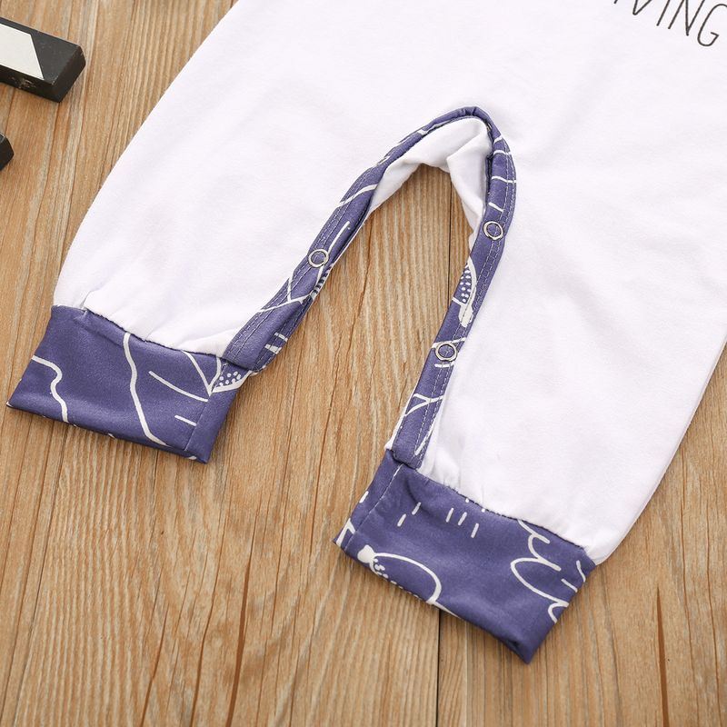 New letter printed long sleeved jumpsuit and hat two-piece set for boys on Thanksgiving_voghion.com