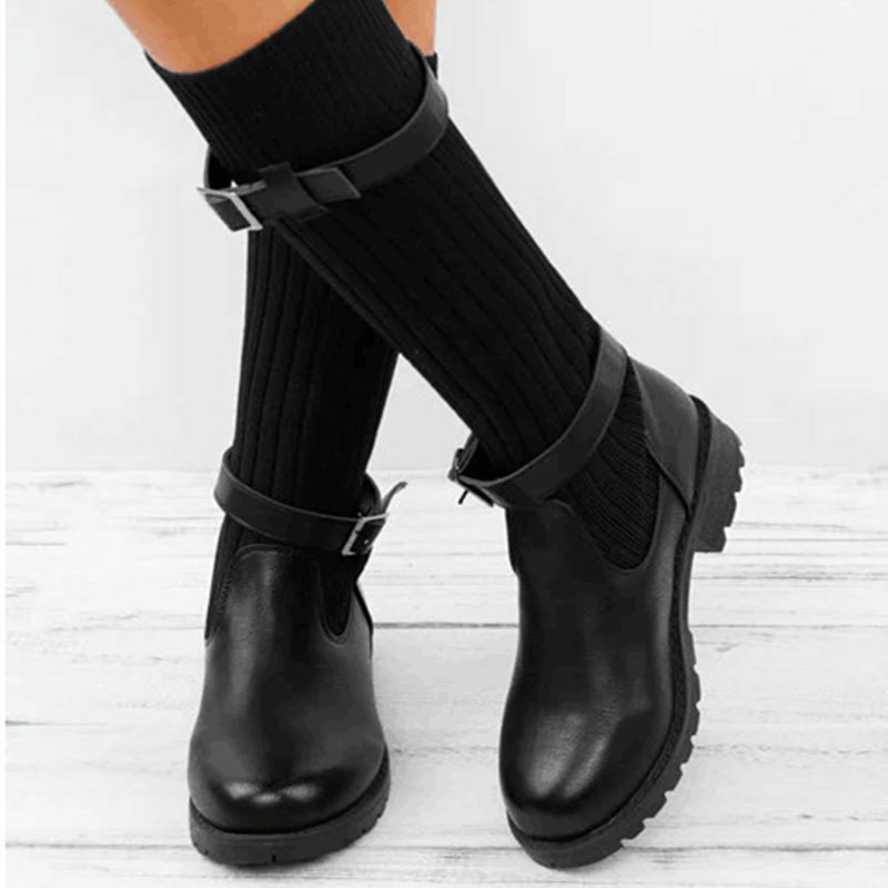 Damesschoenen Wol Grote Maat Leren Laarzen_voghion.com