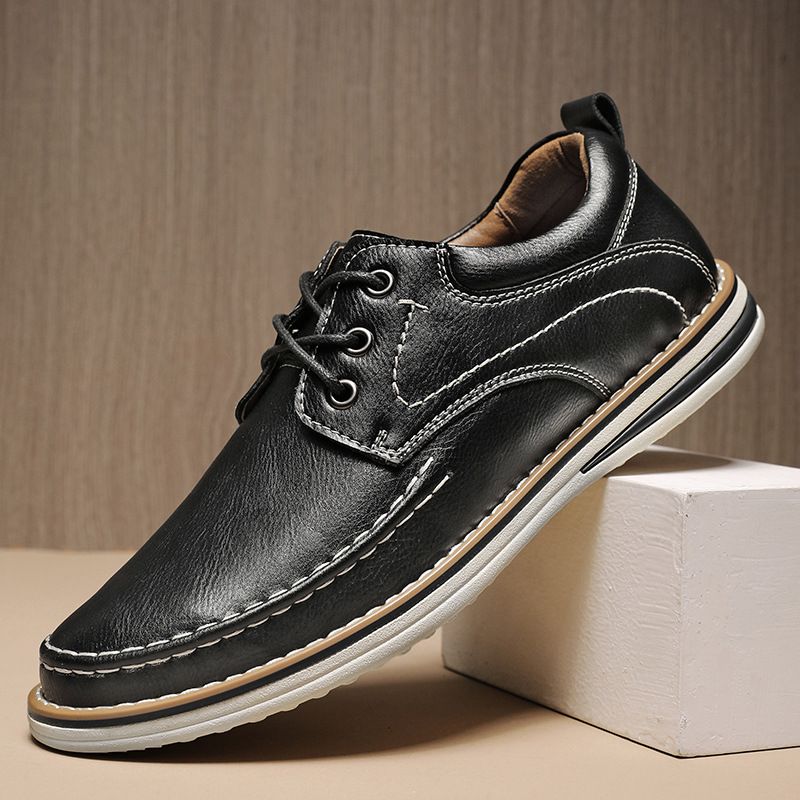 Echte große atmungsaktive trendige lässige handgefertigte Herrenlederschuhe_voghion.com