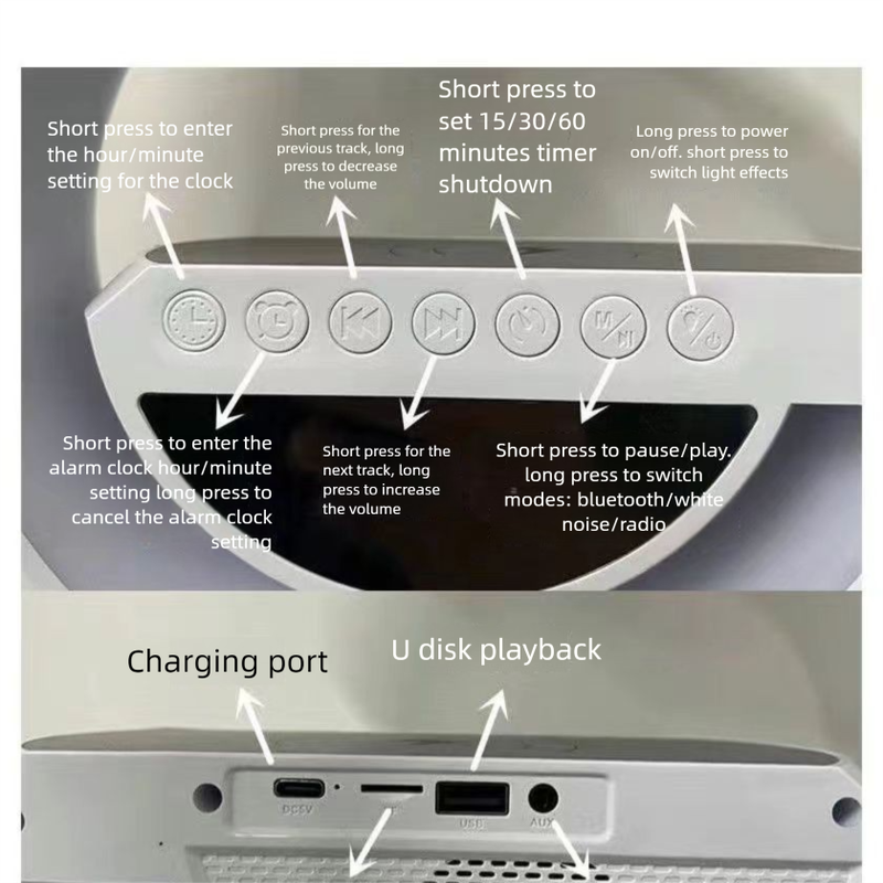 Wireless Charging Bluetooth Speaker USB Card Slot Lighting Atmosphere Light Alarm Clock Multifunctional Stereo Sound_voghion.com