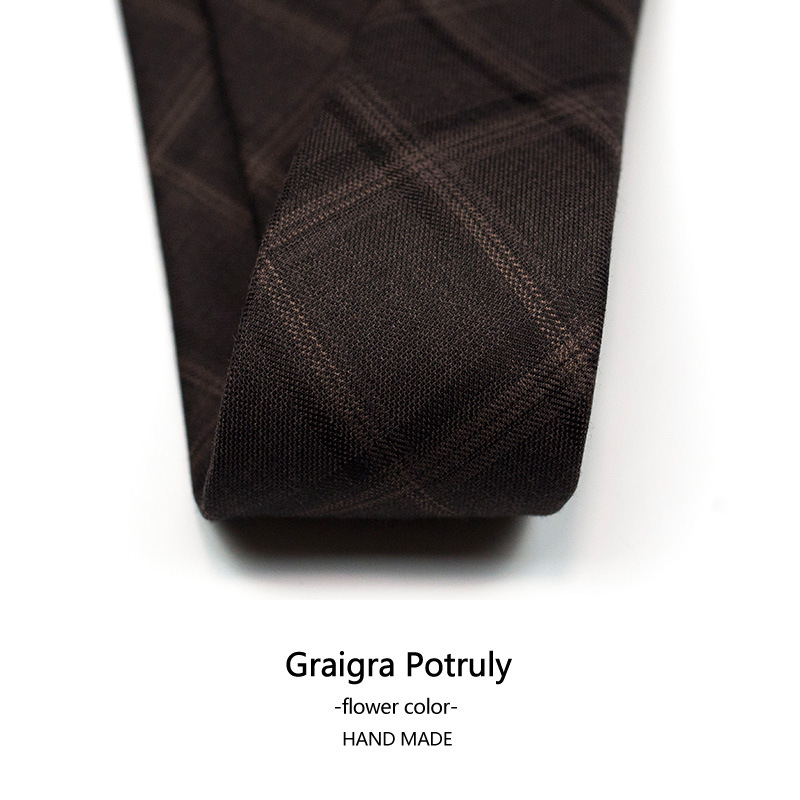 Houndstooth suit and tie solid color brown gray casual retro all-match beige plaid women's and men's tie_voghion.com