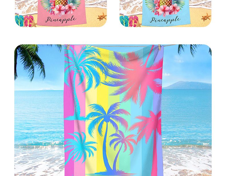 Färgad strandabsorberande handduk av kokosnötsträd, ultrafin fiber, värmeöverföring digitaltryckt randig strandhandduk, rosenbad_voghion.com