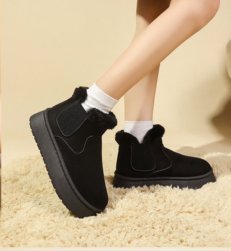 Stivali da neve da donna 2025, nuovi stivali corti in velluto con un pedale, moda invernale, scarpe in cotone_voghion.com