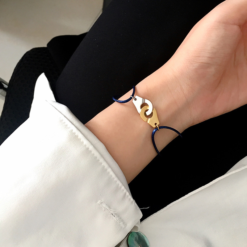 Heldig rødt armbånd håndjern sammenlåsende Valentinsdag par utvidbart farget armbånd dekorasjon_voghion.com