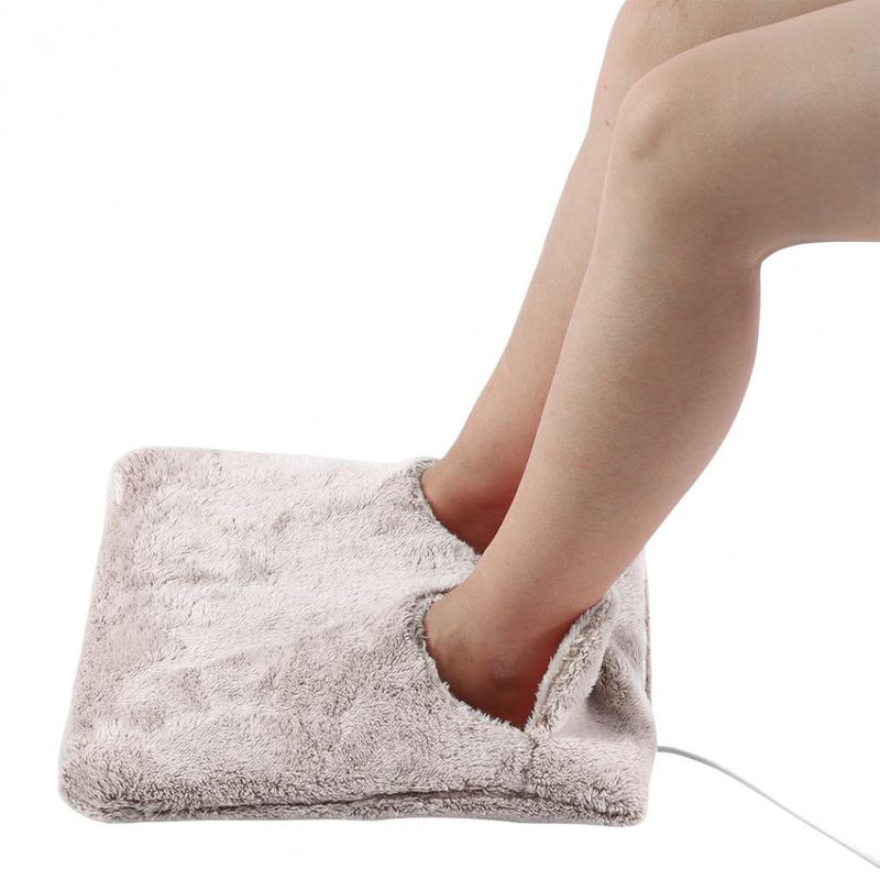 Calentador de pies eléctrico, pantuflas de franela, manta calefactora multifunción, cojín para pies, calentador de manos y pies, enchufe chino_voghion.com