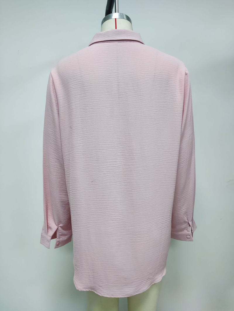Camicia da donna con scollo a V a maniche lunghe, vestibilità casual, vestibilità ampia_voghion.com