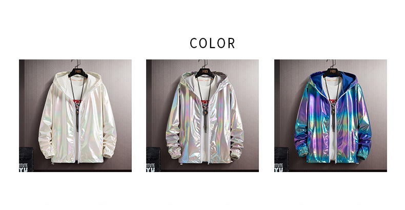 2023 Spring Summer Jacket Women Colorful Shiny Sunscreen Clothing Couples Color Thin Waterproof Coats Trend Large Size_voghion.com