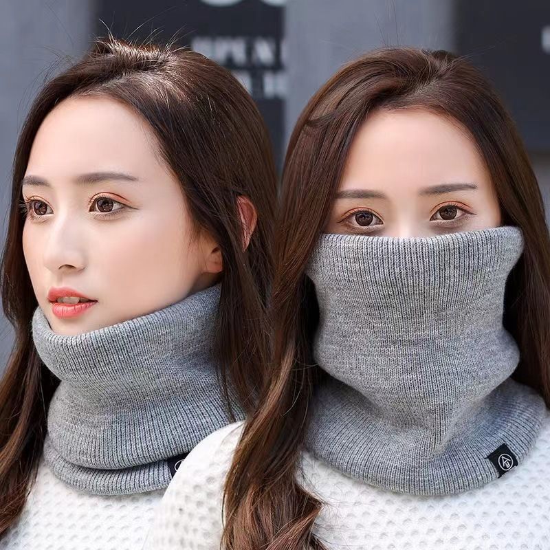 Höstvinterullhalsduk för män och kvinnor för att hålla sig varm, stickad halsduk med tillagd sammet och förtjockad koreansk version_voghion.com