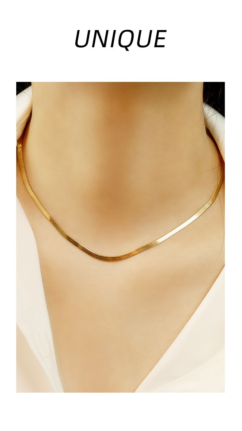 Collana con lama in argento Sterling da 3,3 mm con catena a forma di serpente, da donna, in stile europeo e americano, design di nicchia_voghion.com