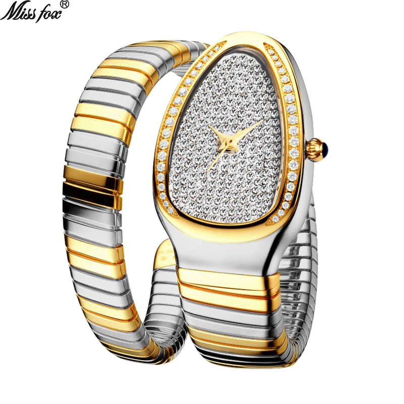 Mode Licht Luxe Diamanten Set Gepersonaliseerde Slangenkop Gewikkeld Kwarts Dameshorloge_voghion.com