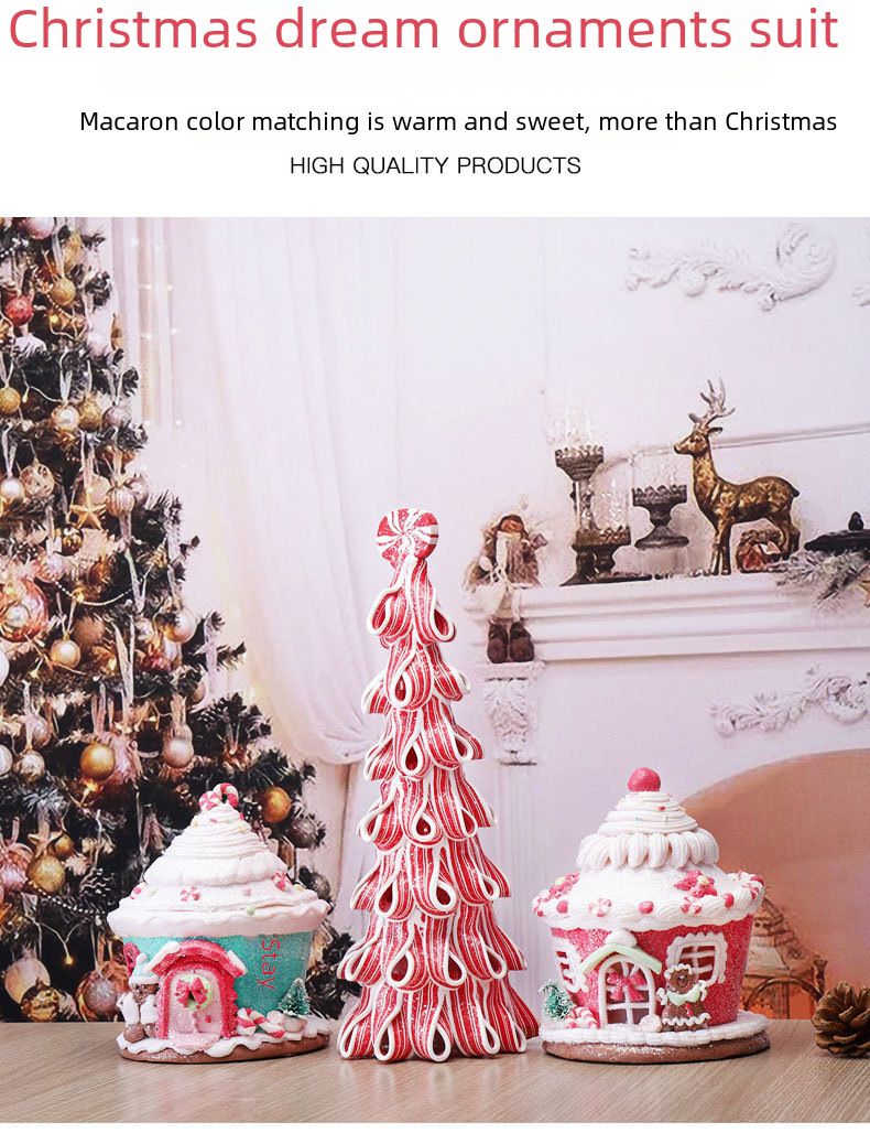 Christmas Decorations Home Luminous Soft Clay Castle House Bread Soil Christmas Shopping Mall Window Decoration Set_voghion.com