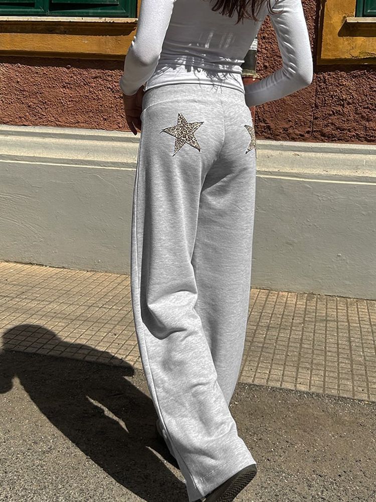 Ensemble de détente imprimé léopard – Pantalon de survêtement à bordure étoilée et haut bandeau (tailles S à L, tenue coordonnée 3 pièces)_voghion.com