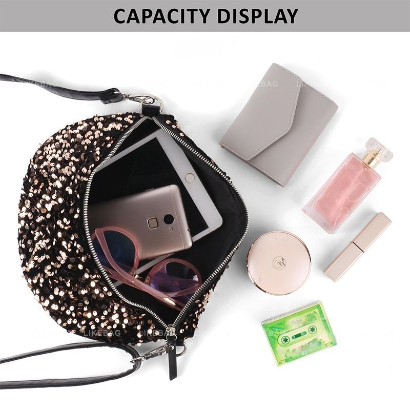 Women's Shoulder Bag, Chest Bag Waist Bag Fashionable Evening Style Sequin Bag Versatile Commuting Large Capacity Messenger Bag For Women_voghion.com