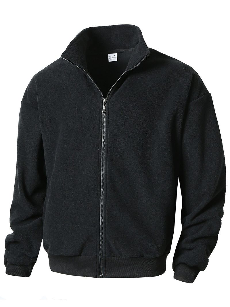 Chaqueta informal con capucha y cremallera para hombre - Sudadera ligera con cuello alto y forro polar para otoño e invierno (gris, negro, verde, beige)_voghion.com