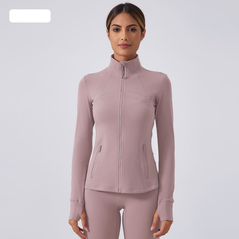 Damenbekleidung Herbst Neue Yogajacke für Damen Laufen und Radfahren Sport Langarm Slim Stehkragen Sport Fitness Kleidung_voghion.com