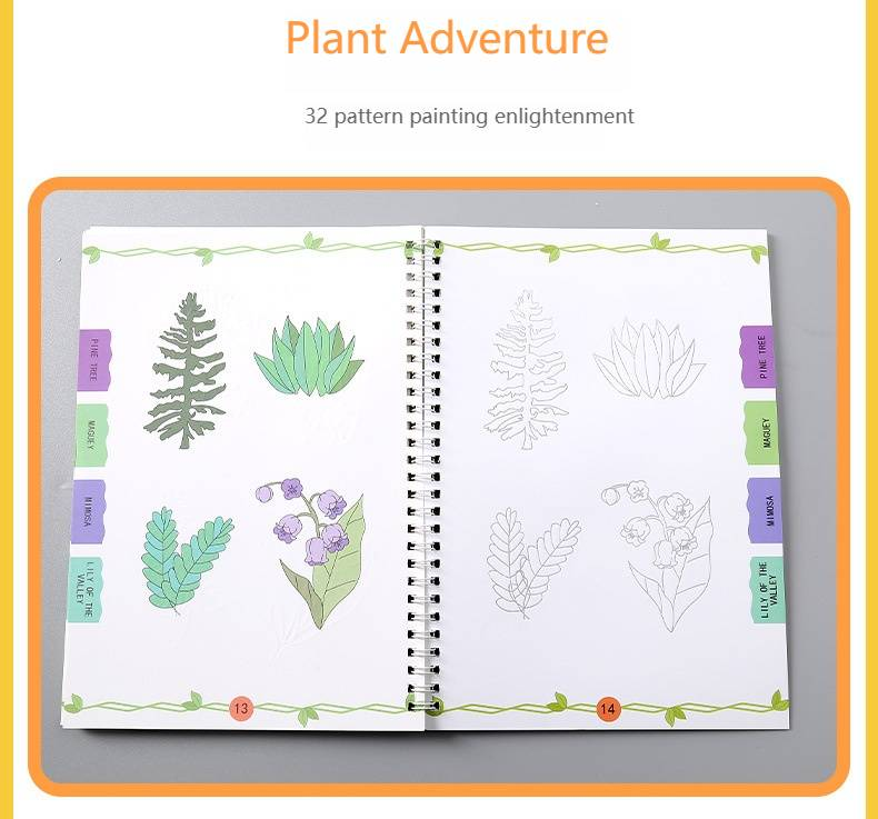 Grooved Practice Book For Kids - Fun Preschool Learning, Drawing & Coloring Activity Book With Pencil (Animal, Vegetable, Plant Themes, 3-Pack Set)_voghion.com