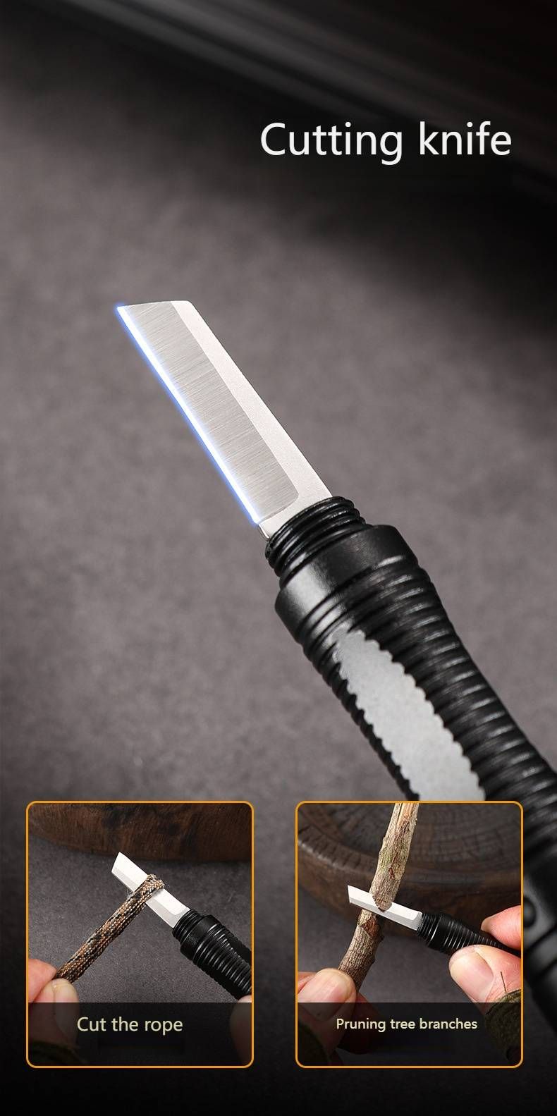 Taktischer Survival-Stift – Multifunktionswerkzeug mit Wolfram-Glasbrecher, LED-Licht und Edelstahlklinge für Camping/Notfälle (Schwarz/Pink/Blaugrün)_voghion.com