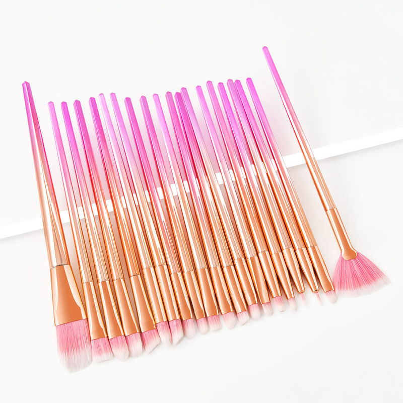 20 mehrfarbiges, neues, rautenförmiges Design, neues professionelles Make-up-Pinselset_voghion.com
