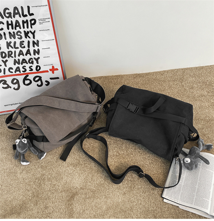 Plátěná crossbody taška s velkou kapacitou, jednoduchá taška přes rameno, ležérní studentská taška, batoh pro muže, taška přes rameno_voghion.com