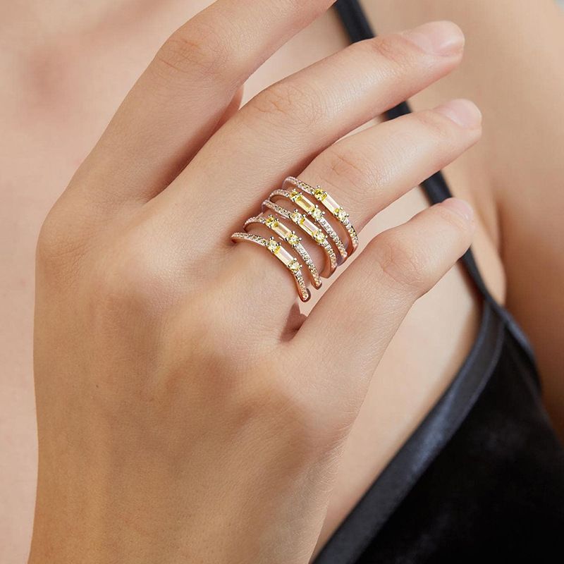 Damenschmuck, einzigartiges geometrisches stapelbares Zirkonring-Set, hypoallergen und anlaufgeschützt, verblasst nicht, kleine Chargen gewickelter Zirkonringe_voghion.com