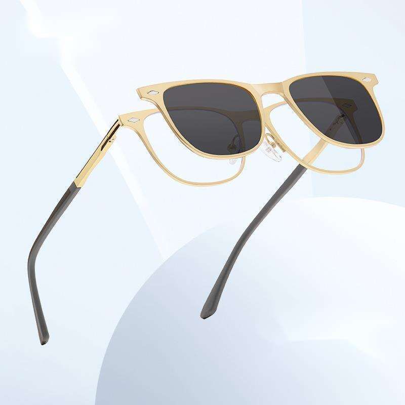 Men's Aluminum Magnesium Three In One Polarized Magnetic Sleeve Sunglasses Can Be Paired With Myopia Glasses Frame 7038_voghion.com