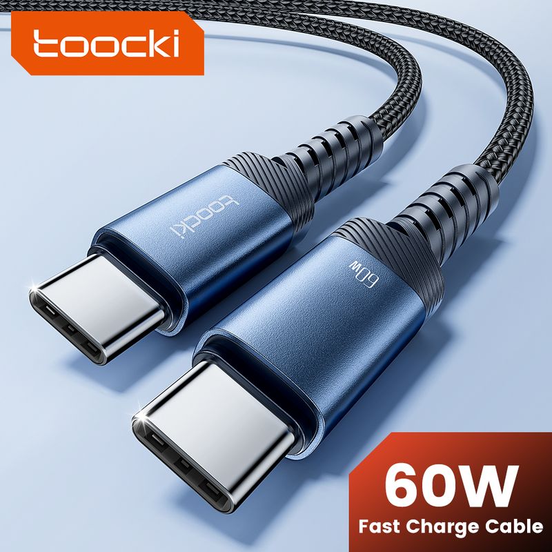 Toocki 60W Fast Charging Dual High Speed Cable Type C For IPhone 16 15 Pro Samsung Xiaomi 2M USB Charger Data Cord_voghion.com