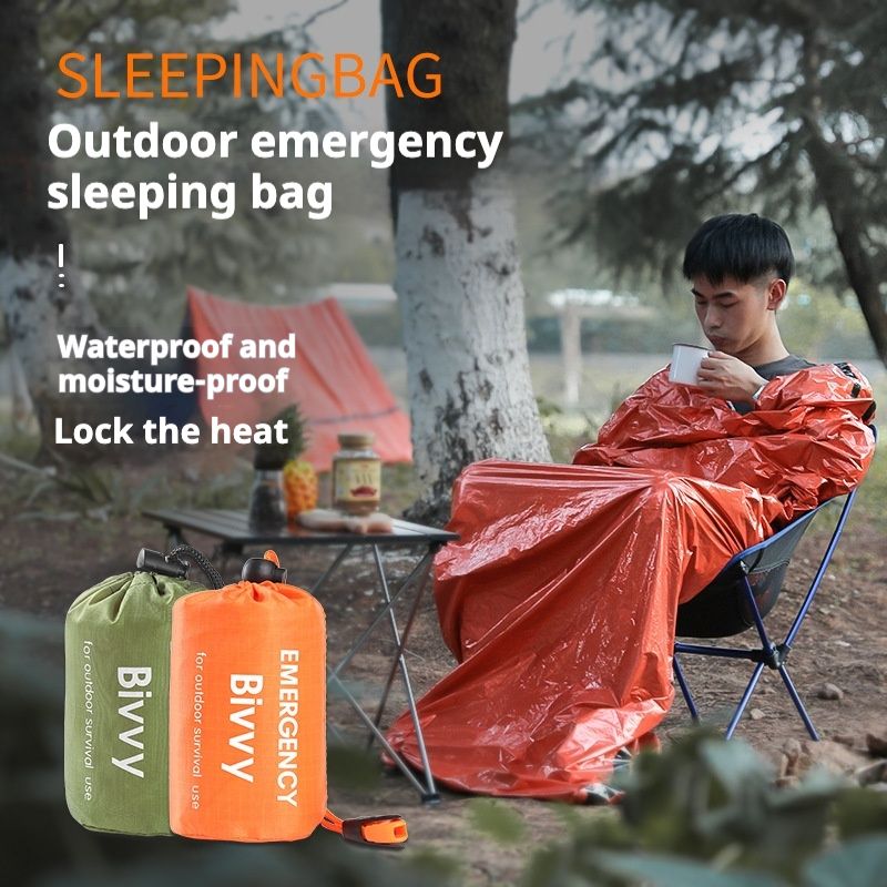 Pellicola in alluminio PE arancione semplice prevenzione del freddo e soccorso in caso di calamità sacco a pelo caldo di emergenza, borsa portaoggetti_voghion.com