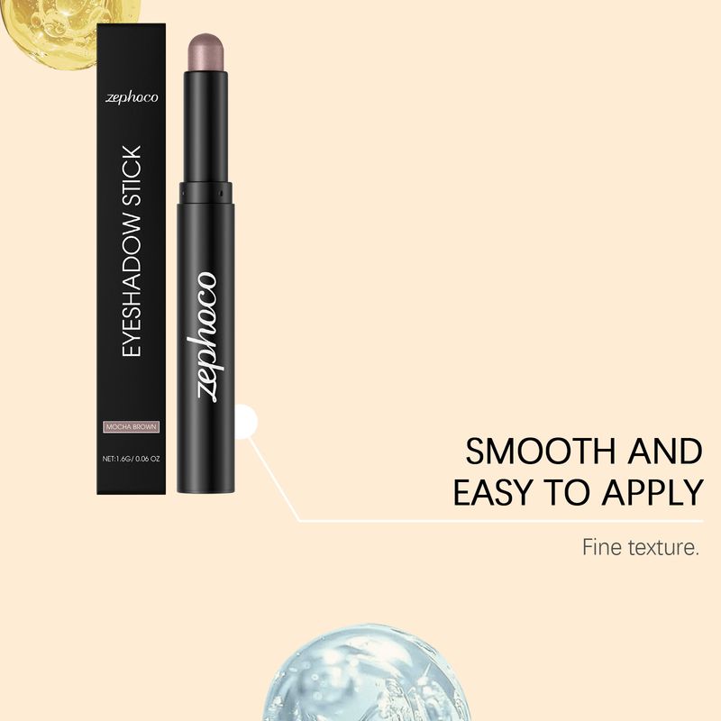 ZEPHOCO Mokkabraun, glänzende natürliche Farbe, leicht aufzutragen, perlmuttartiger, praktischer Lidschattenstift für den täglichen Gebrauch_voghion.com
