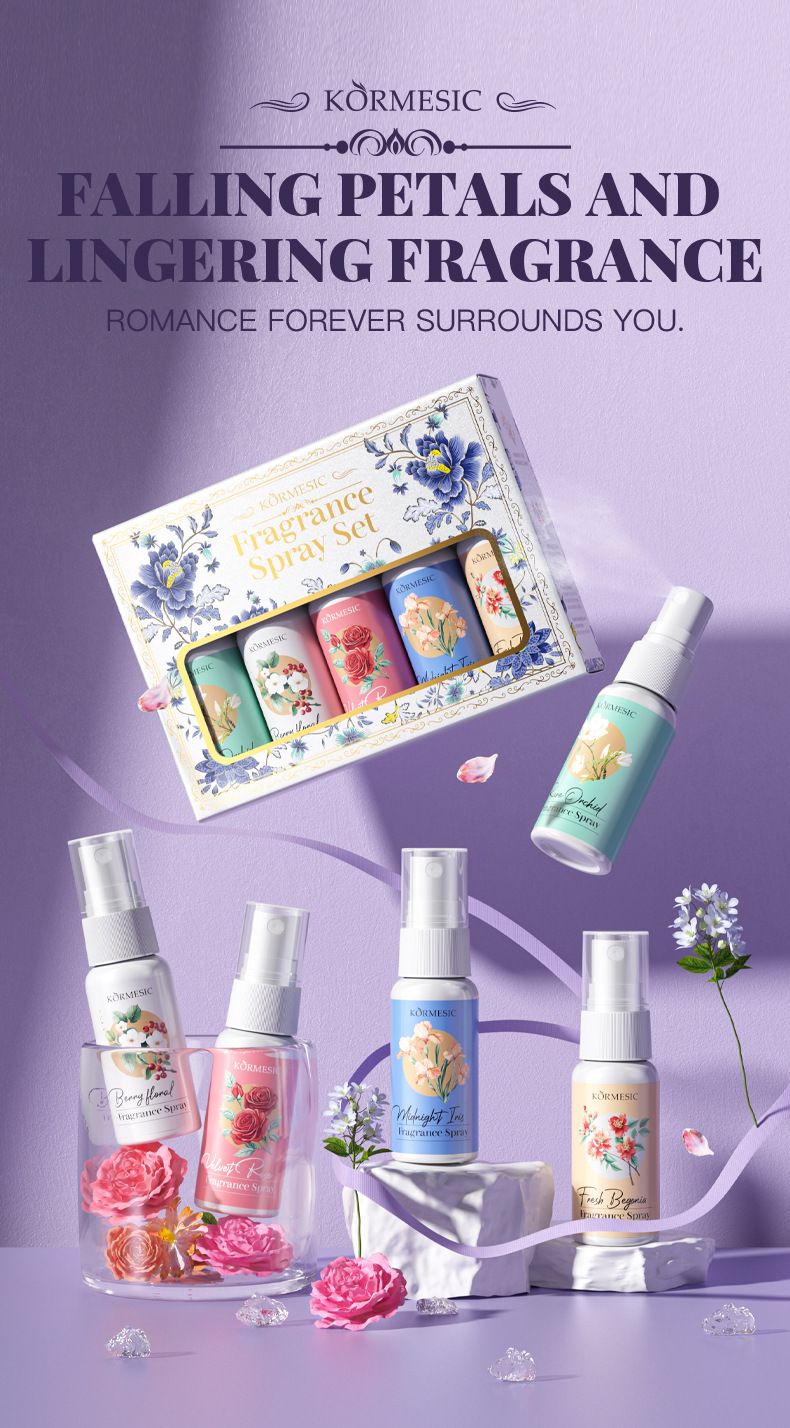 KORMESIC Romantic Floral Fragrance Spray Kit 35ml+35ml+35ml+35ml+35ml_voghion.com