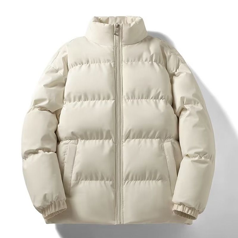 Herbst Winter Stehkragen Verdickter Fleecemantel Herren Neue einfarbige Daunenjacke mit Baumwollpolsterung für Paare_voghion.com