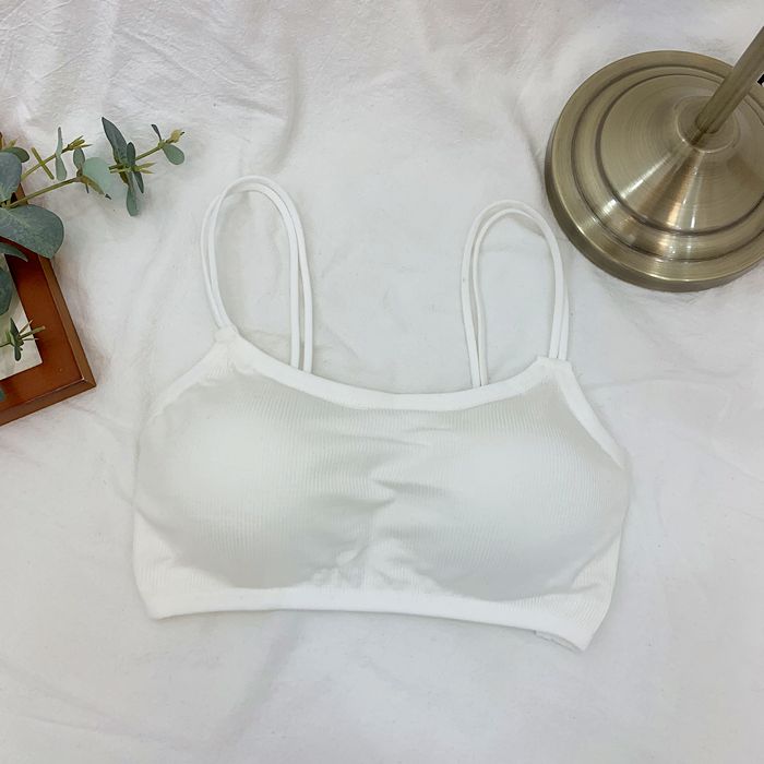 Beauty Back K-style Integrated Student Pure Color Spaghetti Strap Bra_voghion.com