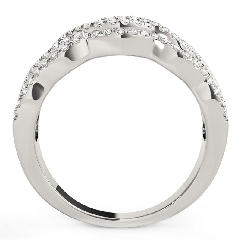 Diamond Studded Ring with Four Curves in 14k White Gold (5/8 cttw)_voghion.com