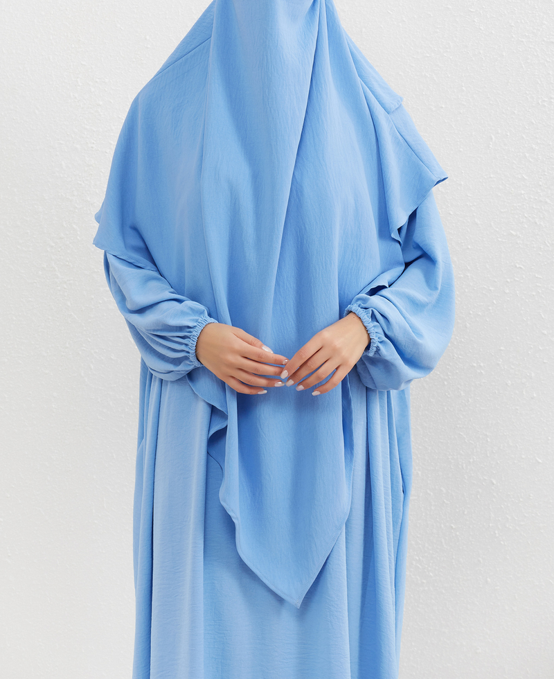 Women's Clothing Two Piece Set Solid Color Headscarf Robe Dress Ethnic Style_voghion.com