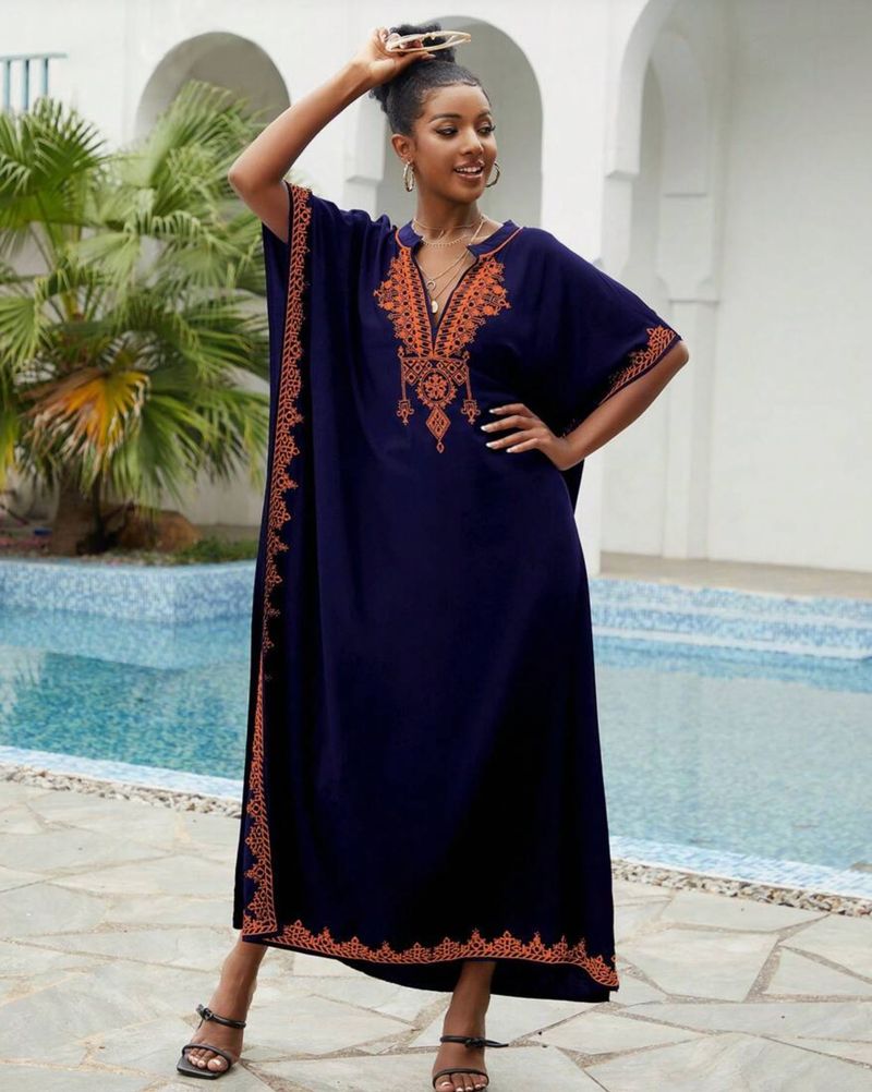 Abito da spiaggia oversize da donna – Tunica leggera in rayon con collo alto, copri bikini, copricostume da bagno_voghion.com