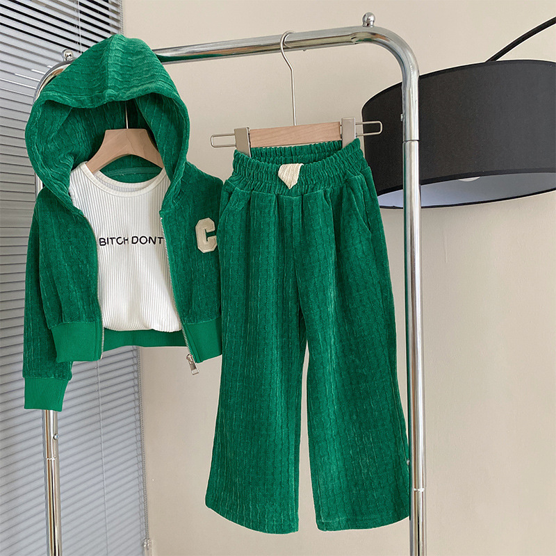 Set 2023 New Girls' Cyber Red Baby Moda per bambini Primavera e Autunno Sport Due_voghion.com