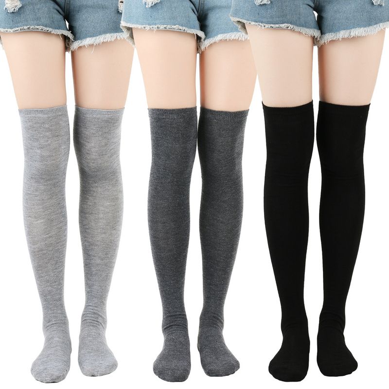Unisex Solid color over knee socks Student long socks Dance socks Ladies show Sock Dance party high socks_voghion.com