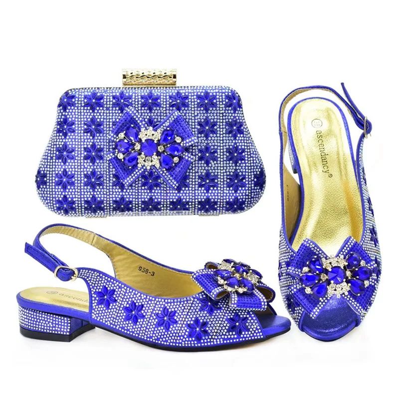 Party with high heel broken diamond round head fish mouth sandals with diamond bow decorated dinner clutch_voghion.com