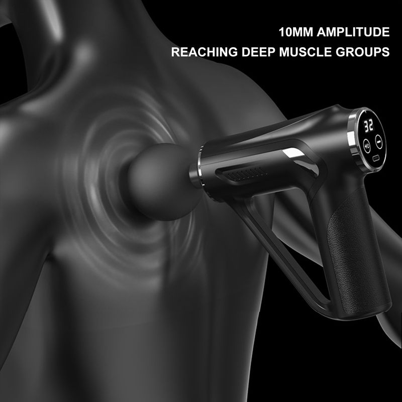 Ruixingst Fascia Massager 6/32 Níveis de Intensidade Visor LCD Forte Motor Alívio da Dor Portátil Mini Massageador Elétrico Pescoço Costas Corpo Relaxamento_voghion.com