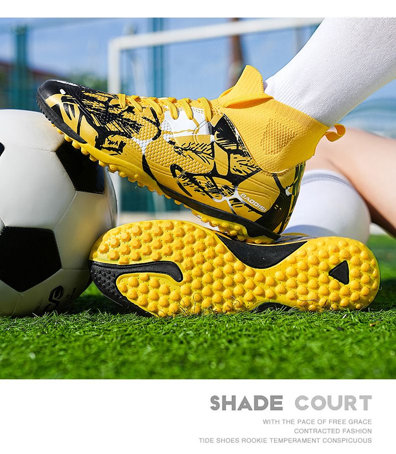 Fußballschuhe Herren- und Damen-High-Top-Sneakers für Gras, rutschfeste Trainingsschuhe mit gebrochenen Spikes, Grundschul-Wachstums-Spike-Sneakers_voghion.com