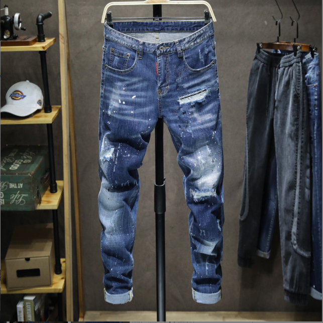 Kot Kolye Canlandırıcı Açık Mavi Yıkıcı Boya Vahşi Açık İplik İnce Kesim Ve Moda Erkek_voghion.com