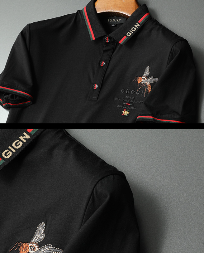 T-shirt en coton noir à manches courtes et fente pour homme, vêtement d'été fin et décontracté, couleur unie_voghion.com