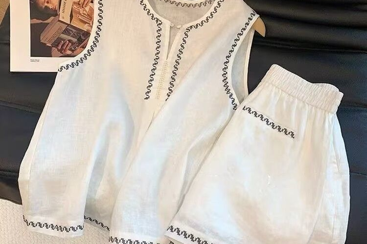 Women's Clothing Cotton Suit For Women Summer Simple Temperament Versatile Casual Vest Shorts Two Piece Suit_voghion.com