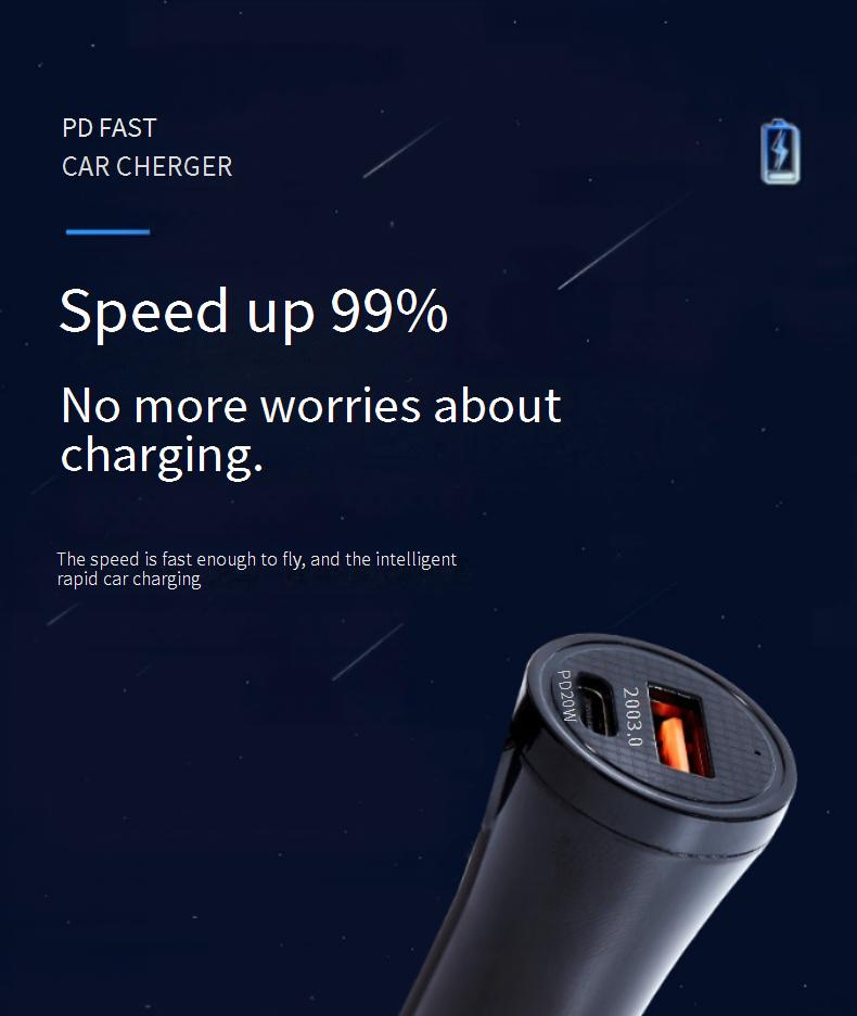 Car Chargers Driving Recorder Power Cable Connection Cable Navigation Dual Usb Step Down Cable Car Charger QC3.0 PD Fast Charge_voghion.com