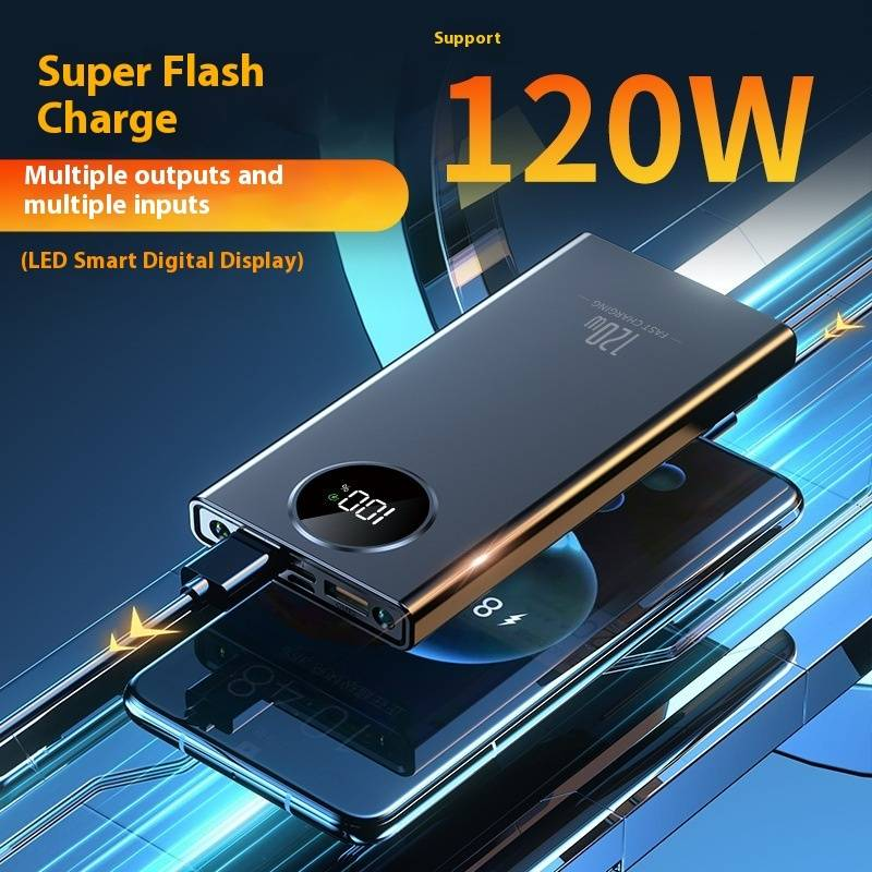 120W Super Fast Charging Power Bank 20000mAh, Portable PD QC2.0 External Battery With Digital Display, Compact & High Capacity For IPhone/Samsung_voghion.com